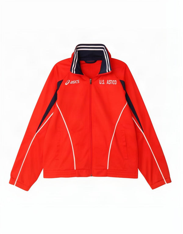 Giacca da ginnastica grafica da uomo Asics XL rossa in poliestere color block