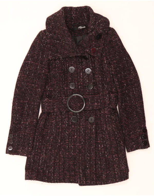 Cappotto doppiopetto da donna Jane Norman UK 10 Piccolo acrilico punteggiato viola