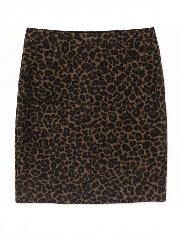 Gonna dritta da donna Marks & Spencer UK 16 grande W34 beige stampa animalier