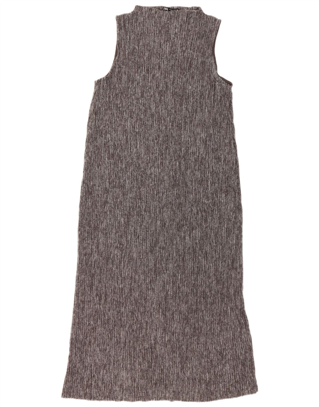 Vestito lungo senza maniche da donna Zara UK 12 Poliestere grigio medio