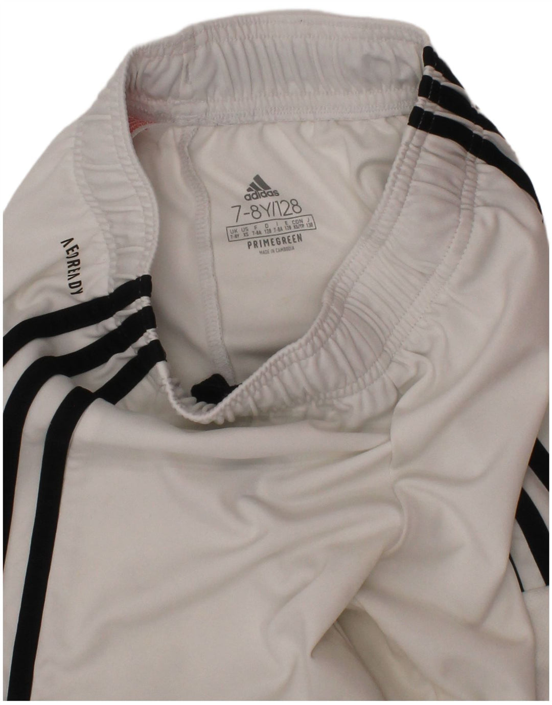 Pantaloncini sportivi Adidas Aeroready da ragazzo 7-8 anni in poliestere bianco