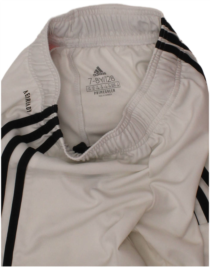 Pantaloncini sportivi Adidas Aeroready da ragazzo 7-8 anni in poliestere bianco