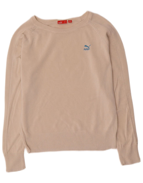 Maglione maglione con scollo a barca da donna Puma UK 12 medio bianco sporco