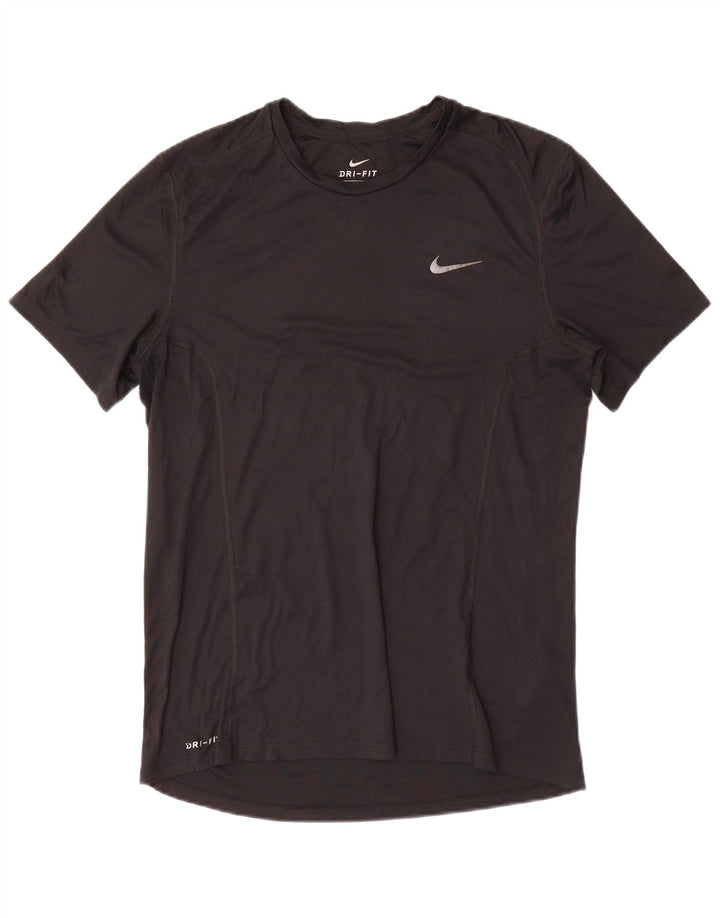 T-shirt Nike da uomo Dri Fit, top in poliestere nero medio