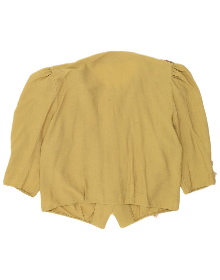 Giacca blazer vintage da donna con maniche a 3/4 e 5 bottoni UK 16 grande verde