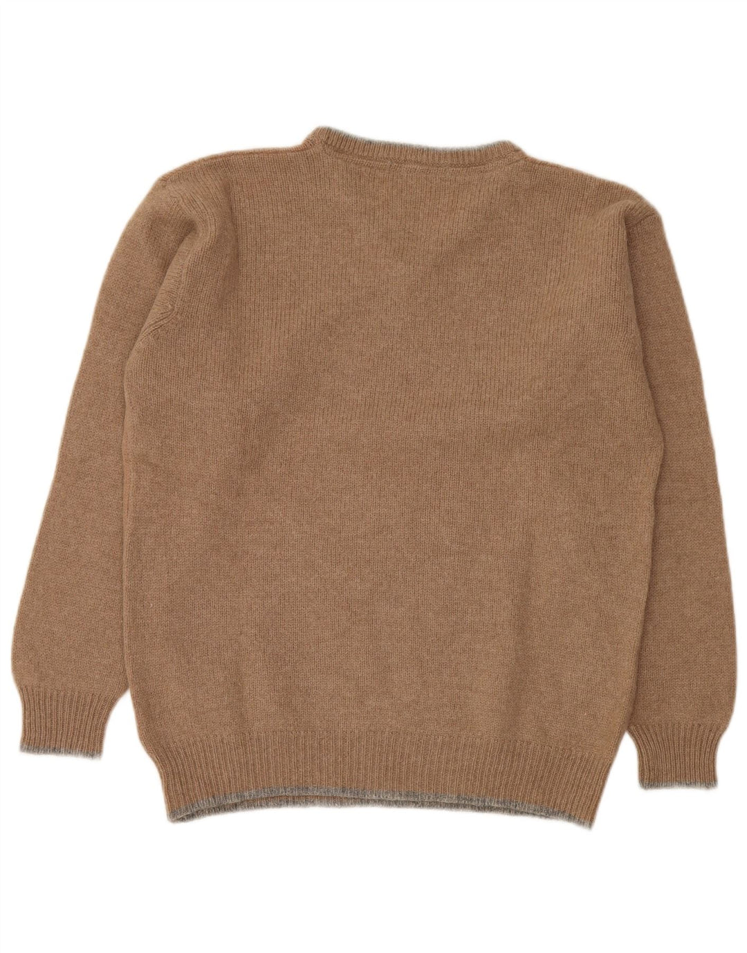 Maglione da uomo con scollo a V Invicta marrone medio in lana vergine