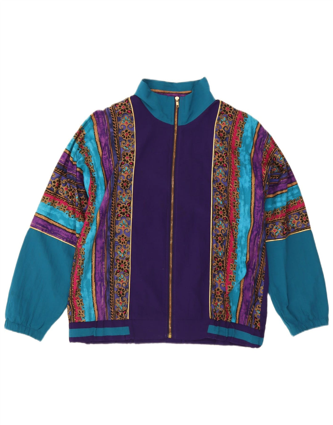 Giacca da tuta da donna vintage UK 16 grande blocco di colori multicolore