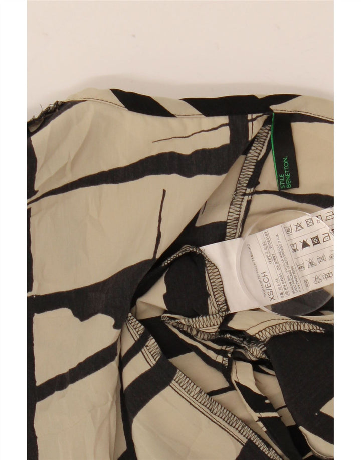 Abito a trapezio da donna con motivo astratto Benetton UK 6 XS poliestere bianco sporco