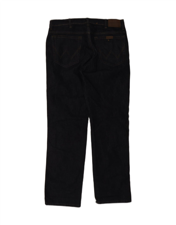 Jeans dritti da uomo Wrangler vestibilità regolare W35 L32 cotone blu navy