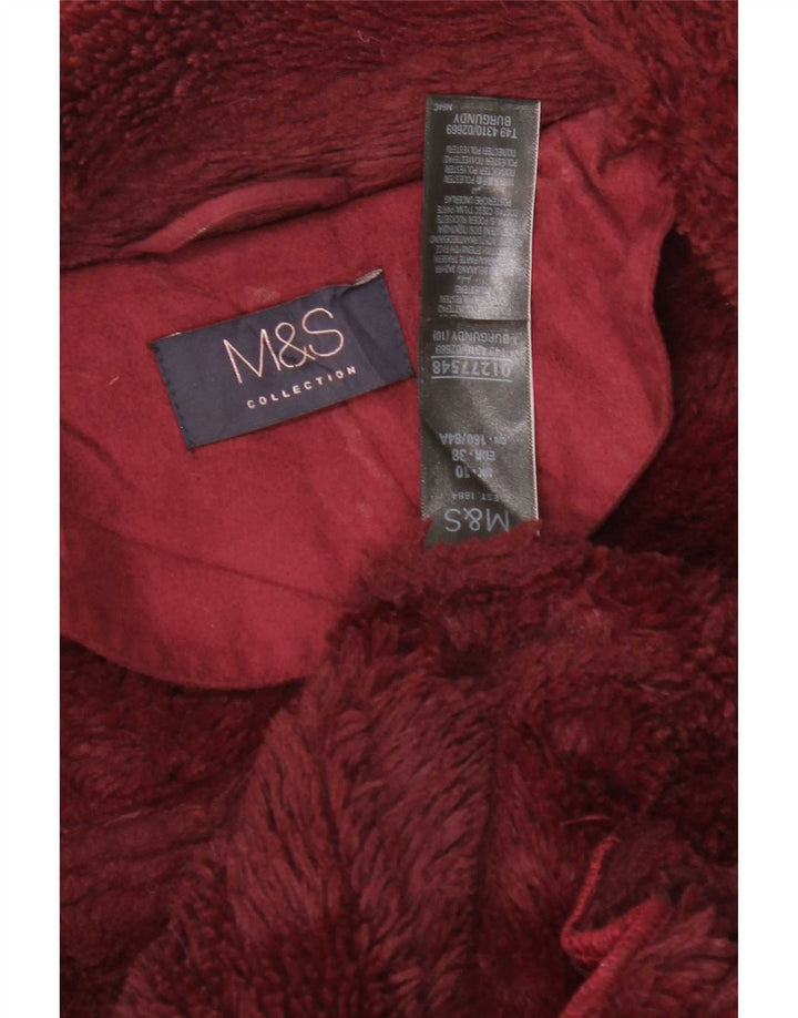 Giacca Sherpa da donna Marks & Spencer UK 10 Small Bordeaux Poliestere