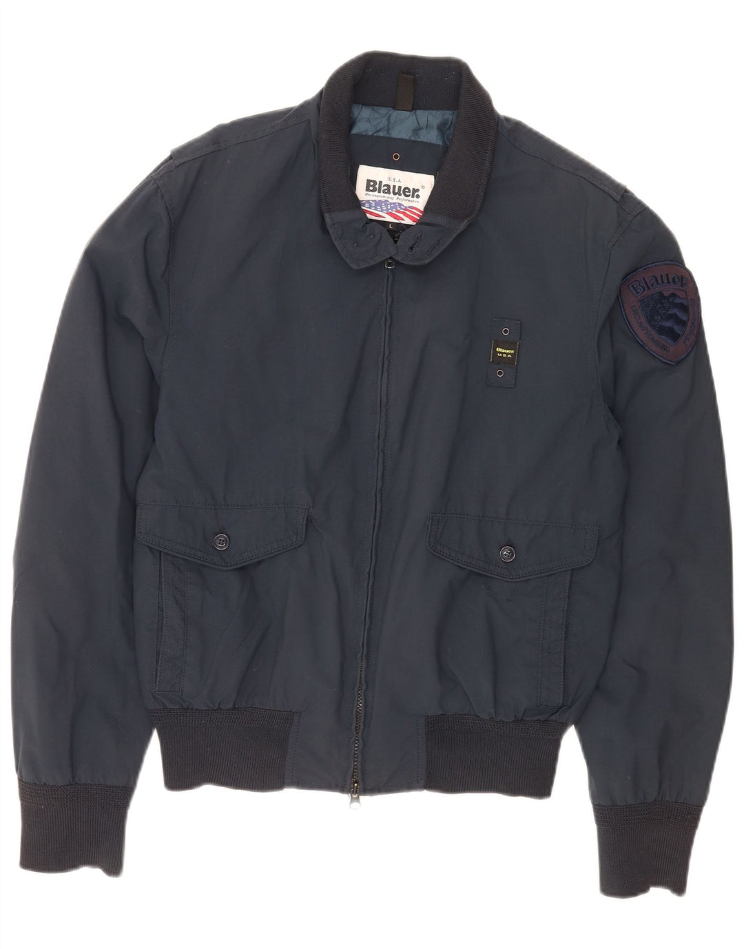 Giubbotto bomber da uomo Blauer UK 40 grande nylon blu navy