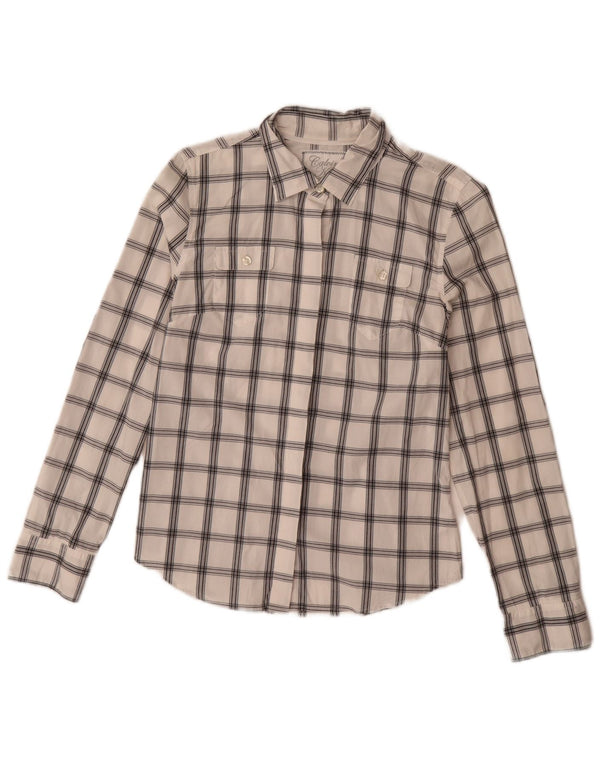 Camicia da donna Calvin Klein UK 10 piccolo cotone a quadri bianchi