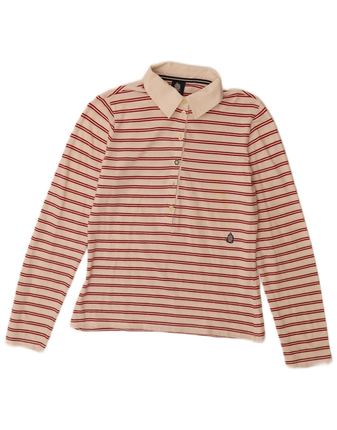 Polo da rugby da donna MARINA YACHTING UK 12 media a righe bianco sporco