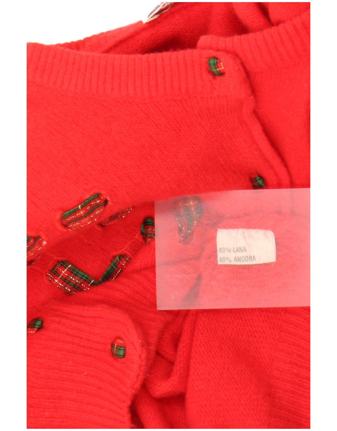 Maglione cardigan da donna vintage UK 14 lana rossa media