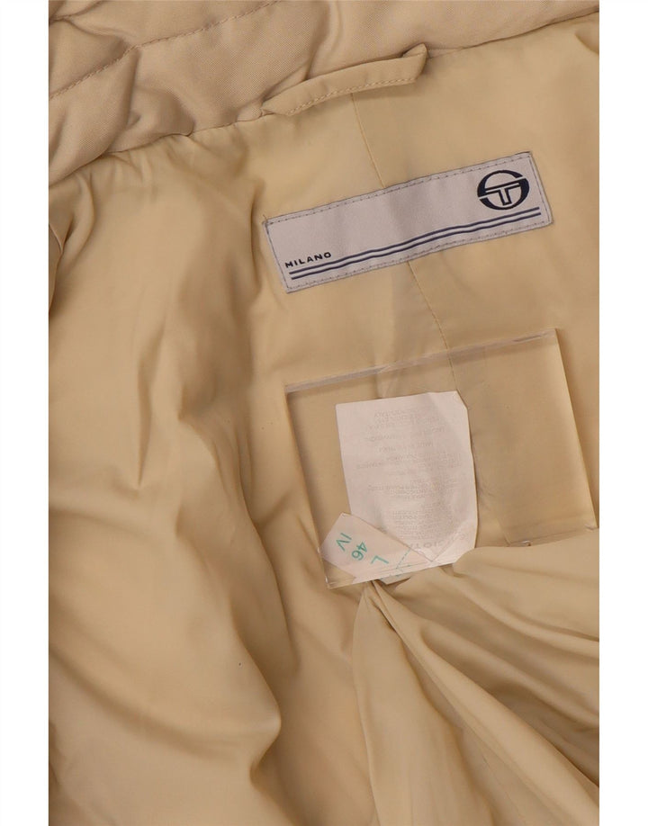 SERGIO TACCHINI Cappotto imbottito con cappuccio da donna UK 16 Large Beige Poliestere