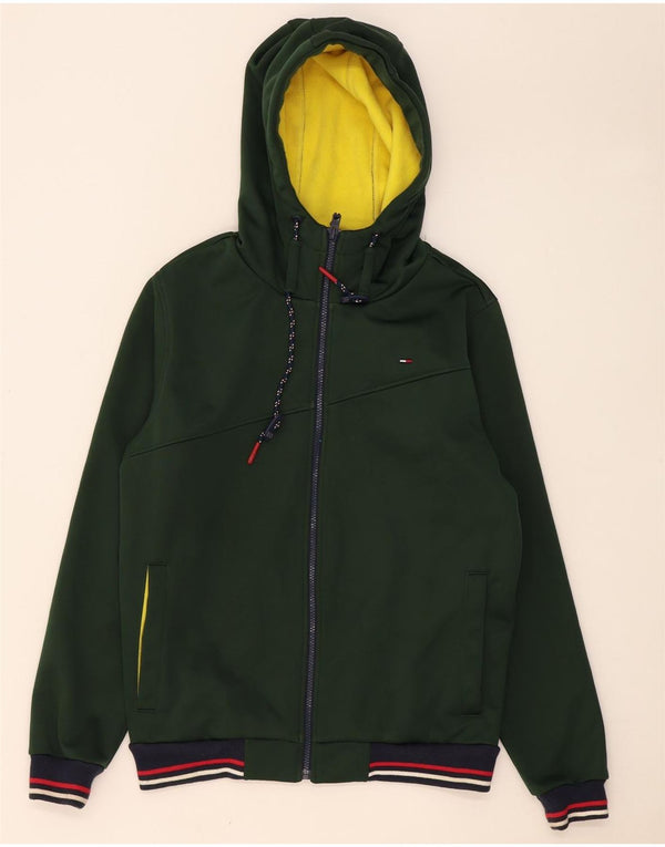 Maglione con cappuccio e zip da uomo Tommy Hilfiger Poliestere verde medio