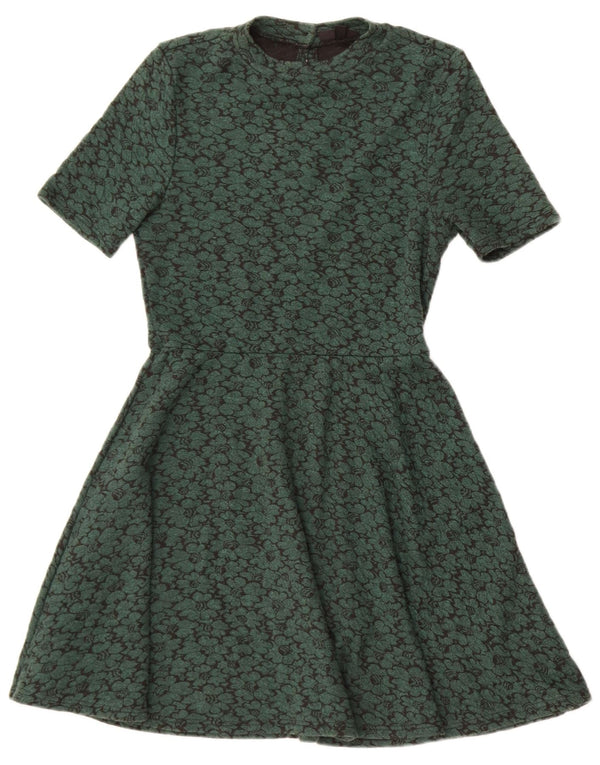 Topshop Abito da donna a trapezio UK 10 Piccolo poliestere floreale verde