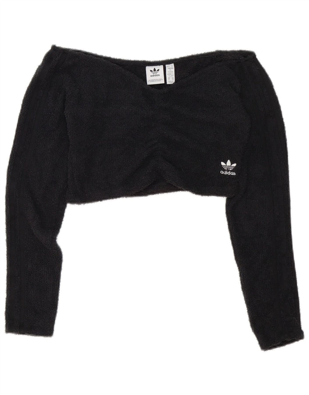 Top Adidas da donna in pile corto con spalle scoperte UK 12 medio poliestere nero