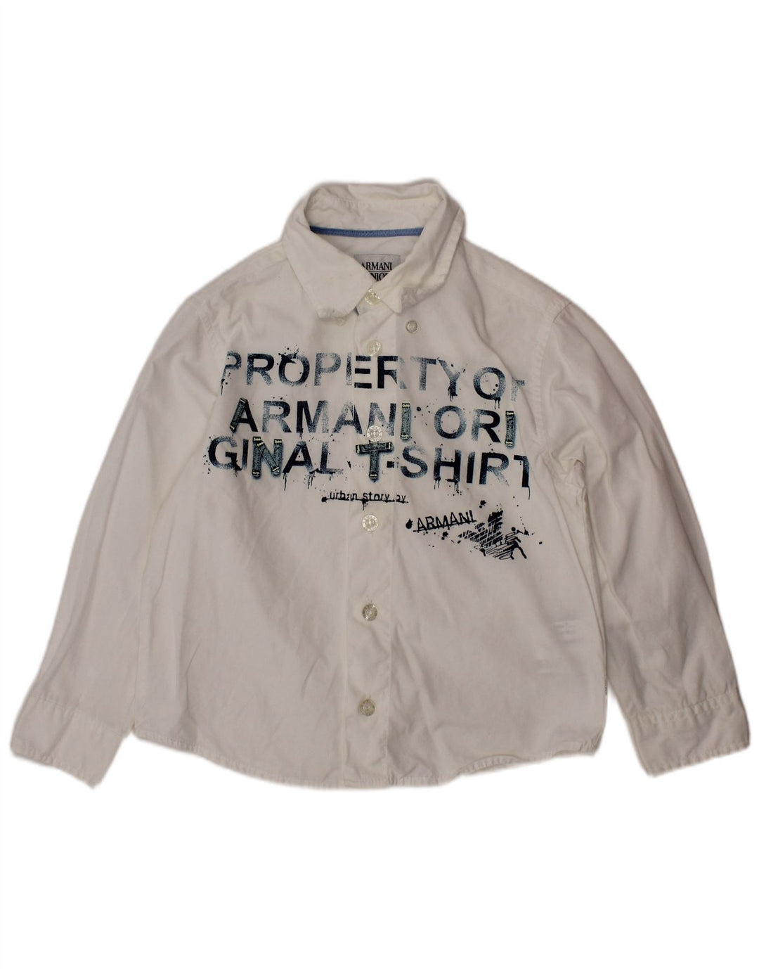 ARMANI JUNIOR Camicia grafica per neonato 18-24 mesi in cotone bianco