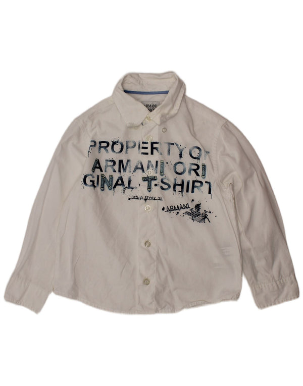 ARMANI JUNIOR Camicia grafica per neonato 18-24 mesi in cotone bianco