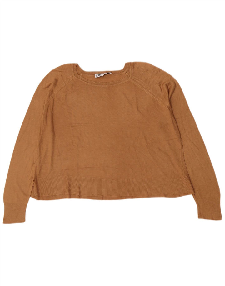 Maglione maglione oversize con scollo a barca da donna Zara UK 10 piccolo marrone