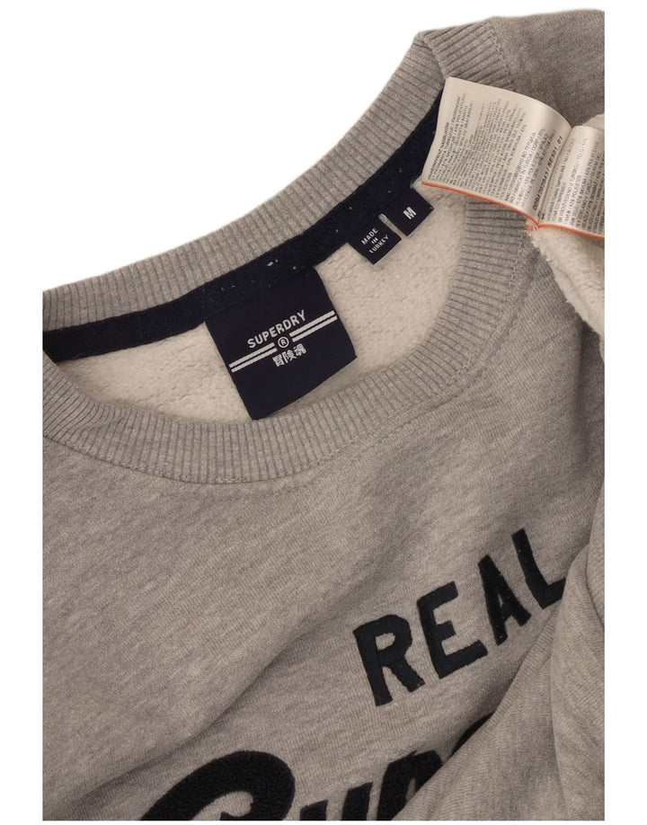 Felpa grafica da donna Superdry Maglione UK 14 Cotone grigio medio