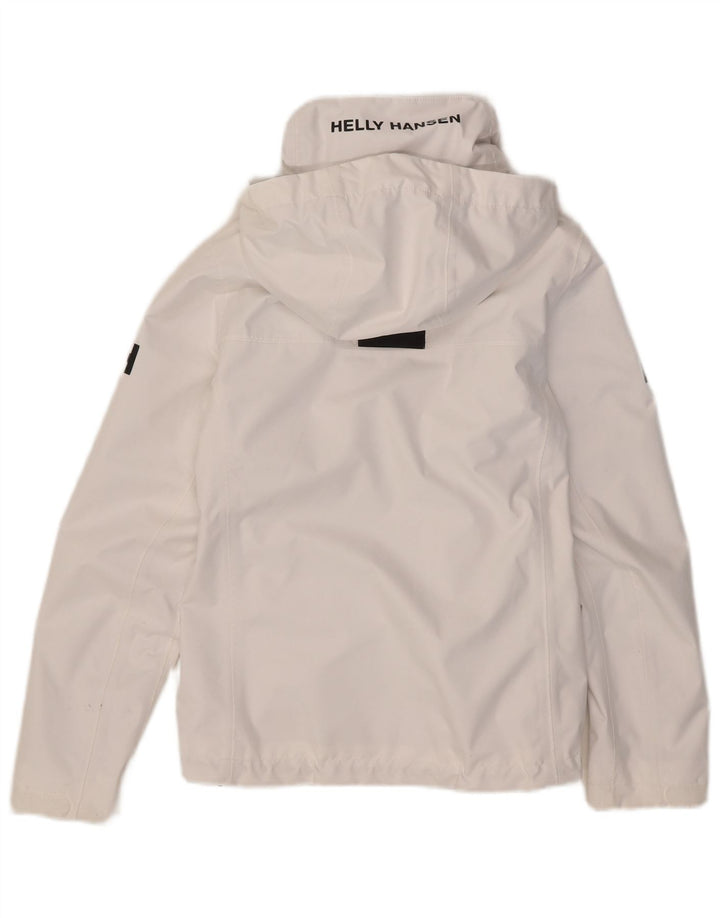 Giacca antipioggia con cappuccio grafica da donna Helly Hansen UK 10 piccola poliestere bianco