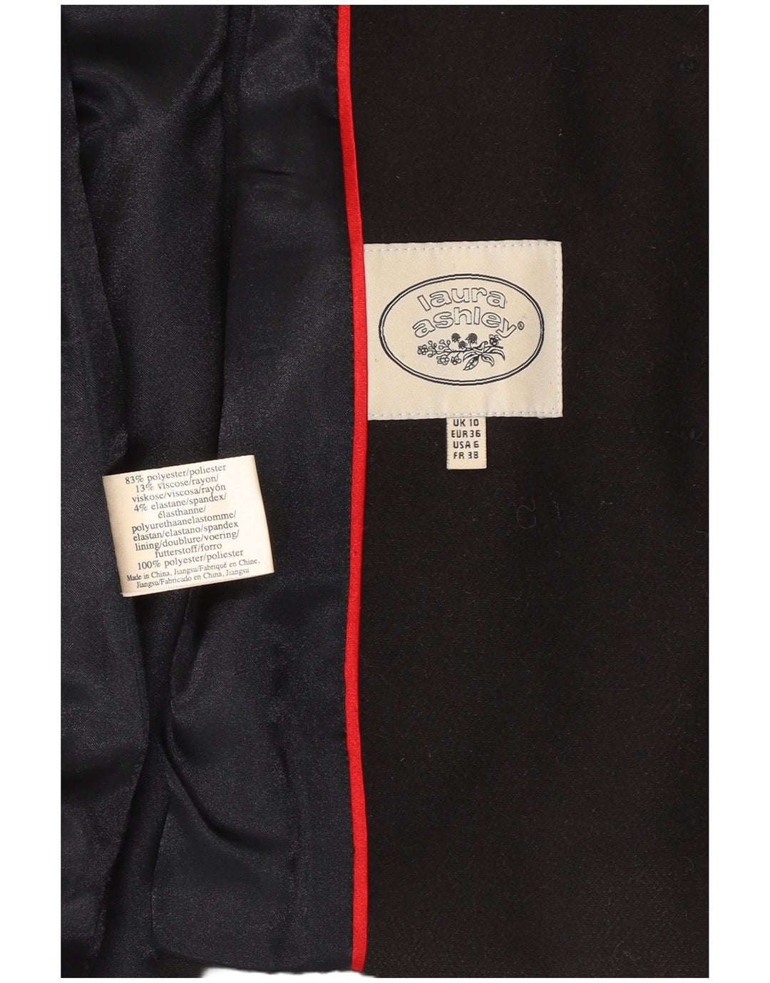 LAURA ASHLEY Giacca blazer a 5 bottoni da donna con cappuccio UK 10 piccola blu navy