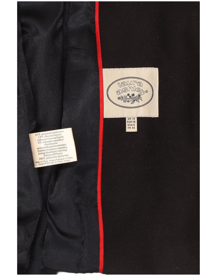 LAURA ASHLEY Giacca blazer a 5 bottoni da donna con cappuccio UK 10 piccola blu navy