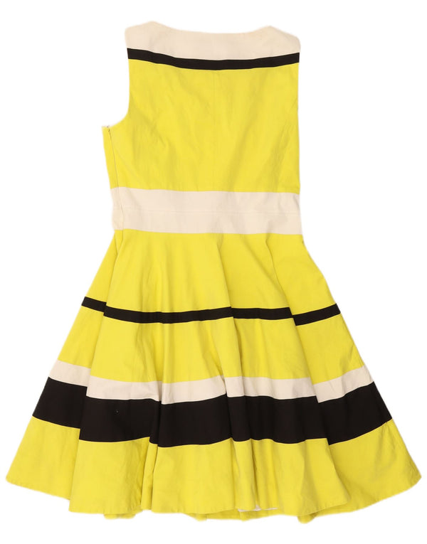 Abito scampanato senza maniche da donna Karen Millen UK 14 a righe grandi gialle