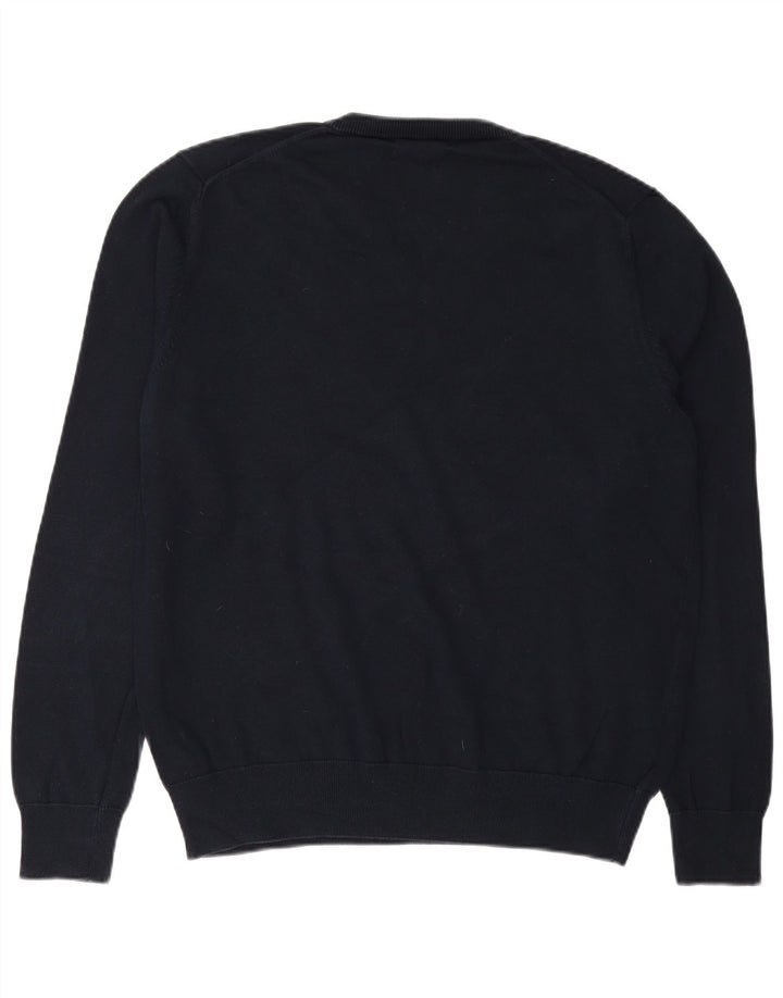 MARKS & SPENCER Mens V-Neck Jumper Sweater Large Navy Blue Cotton