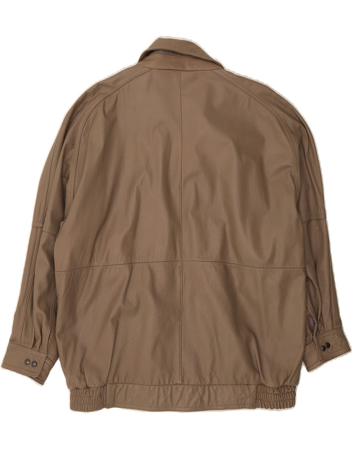 VINTAGE Mens Leather Jacket UK 40 Large Beige Leather Vintage Vintage and Second-Hand Vintage from Messina Hembry 