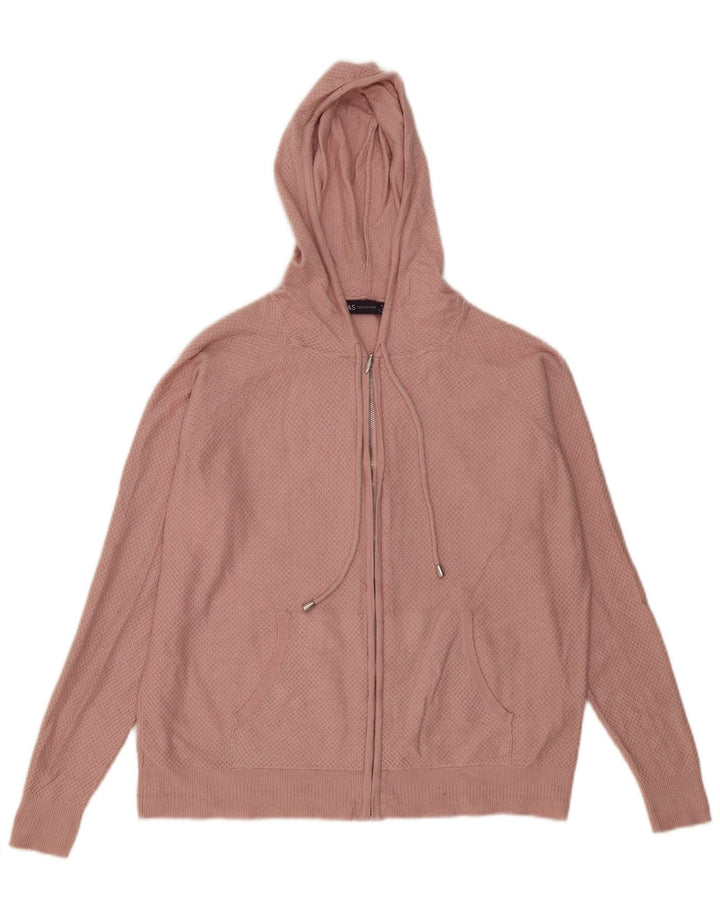 Maglione con cappuccio e zip da donna Marks & Spencer UK 14 Viscosa rosa medio
