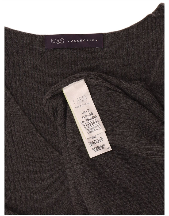 Maglione con scollo a V da donna Marks & Spencer UK 8 piccolo acrilico grigio