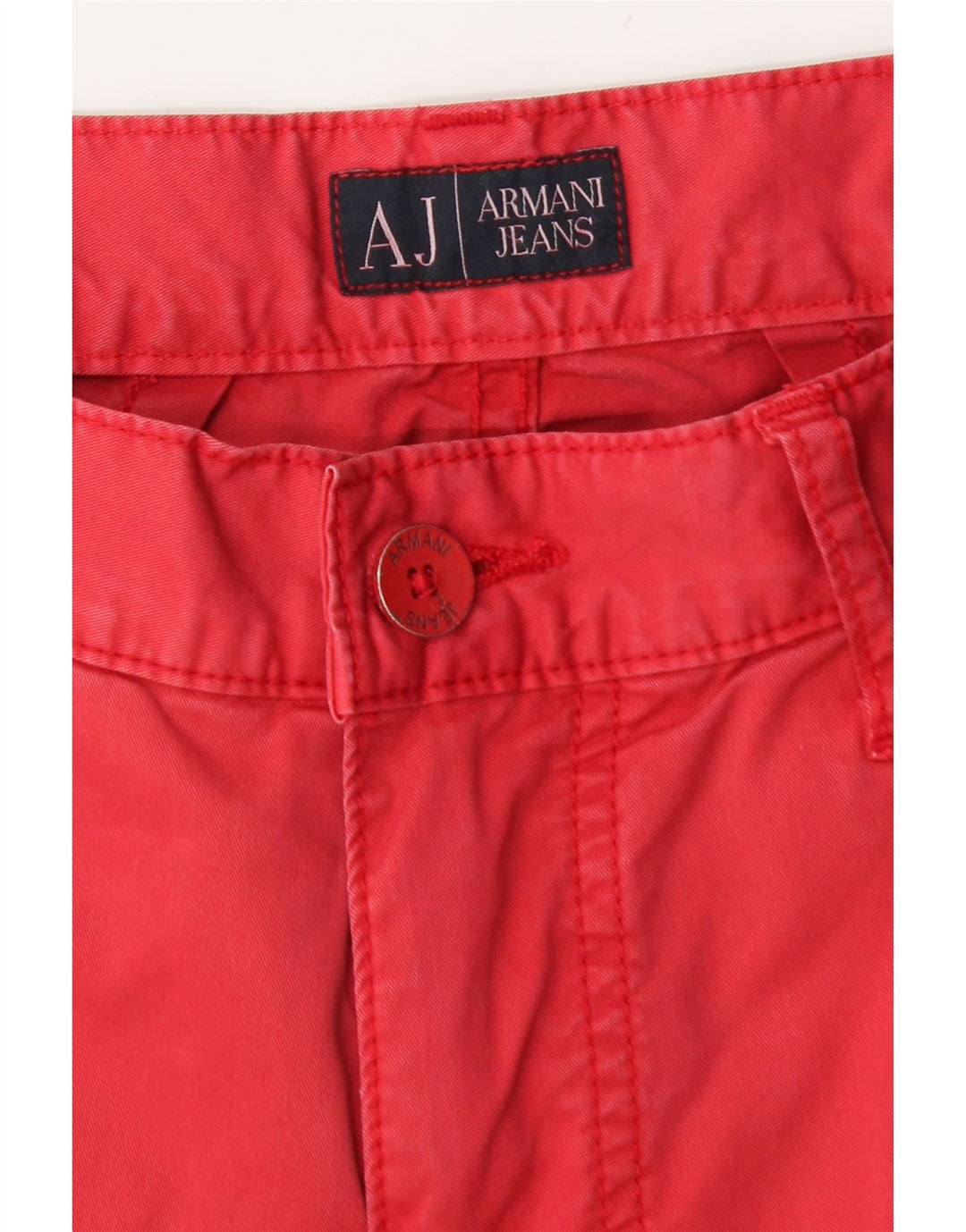 Jeans dritti vestibilità regolare da uomo Armani W33 L29 cotone rosso