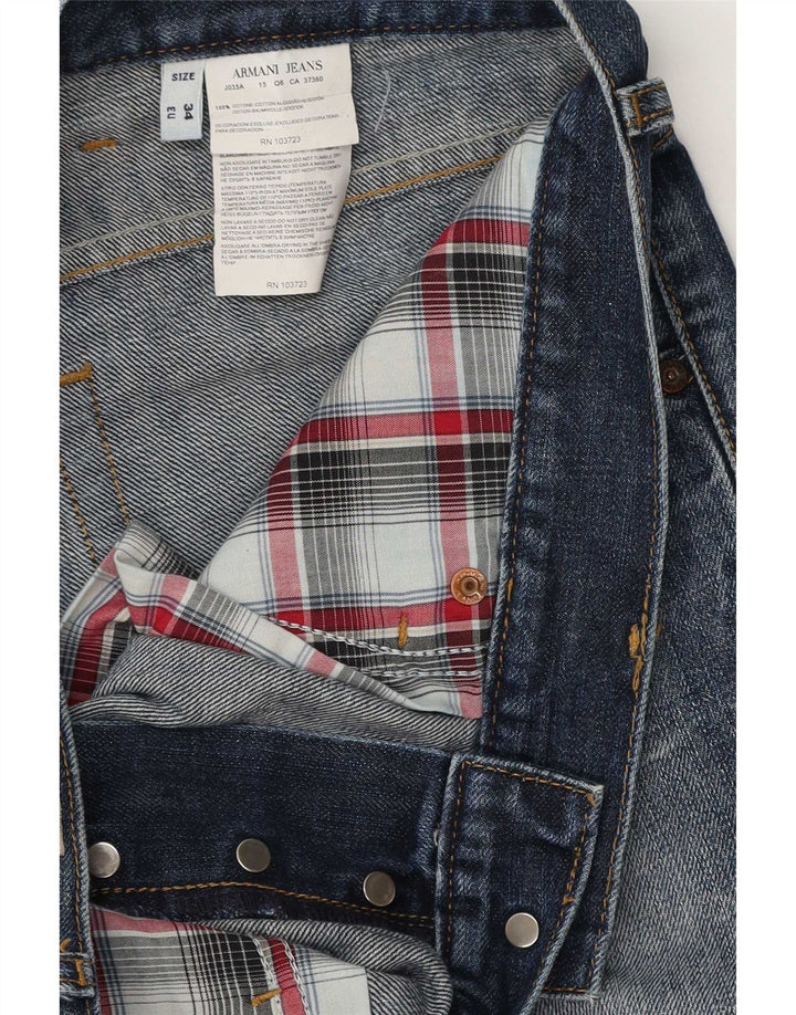 Jeans slim invecchiati da uomo Armani W34 L30 in cotone blu