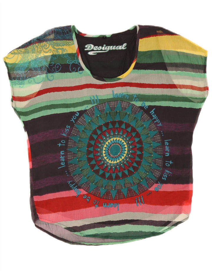 Desigual camicetta oversize da donna Top UK 16 grande a righe multicolore