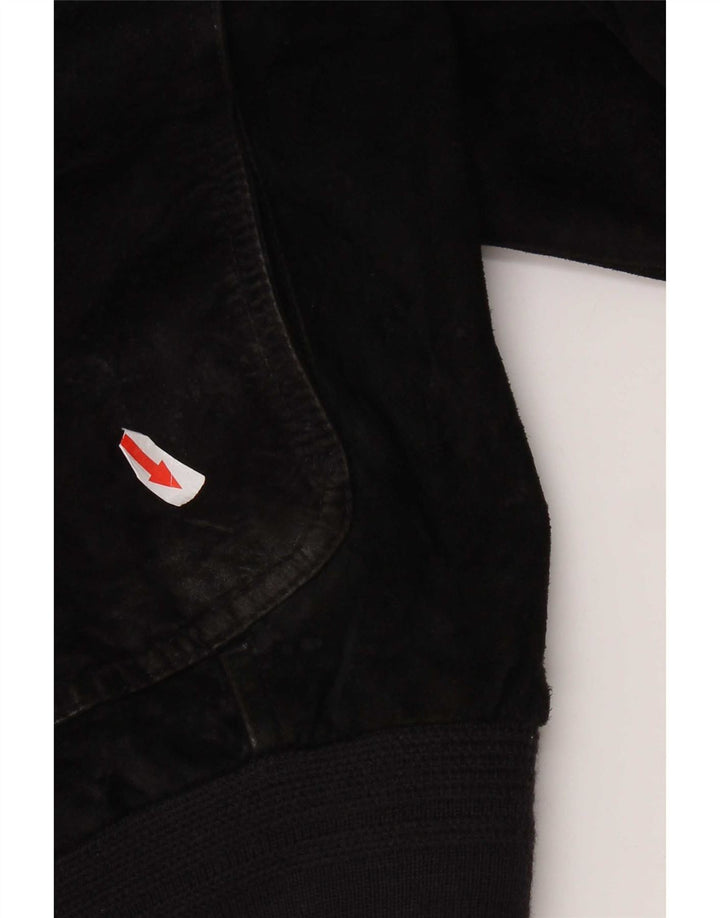 Giubbotto bomber vintage in pelle scamosciata da uomo IT 48 in pelle nera media