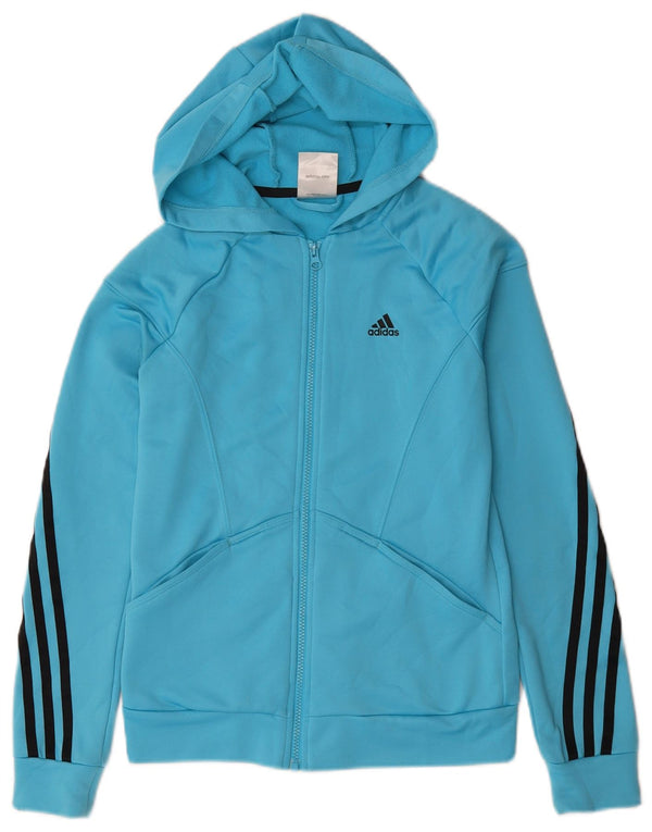 Felpa con cappuccio e zip da donna Adidas UK 6 XS blu poliestere