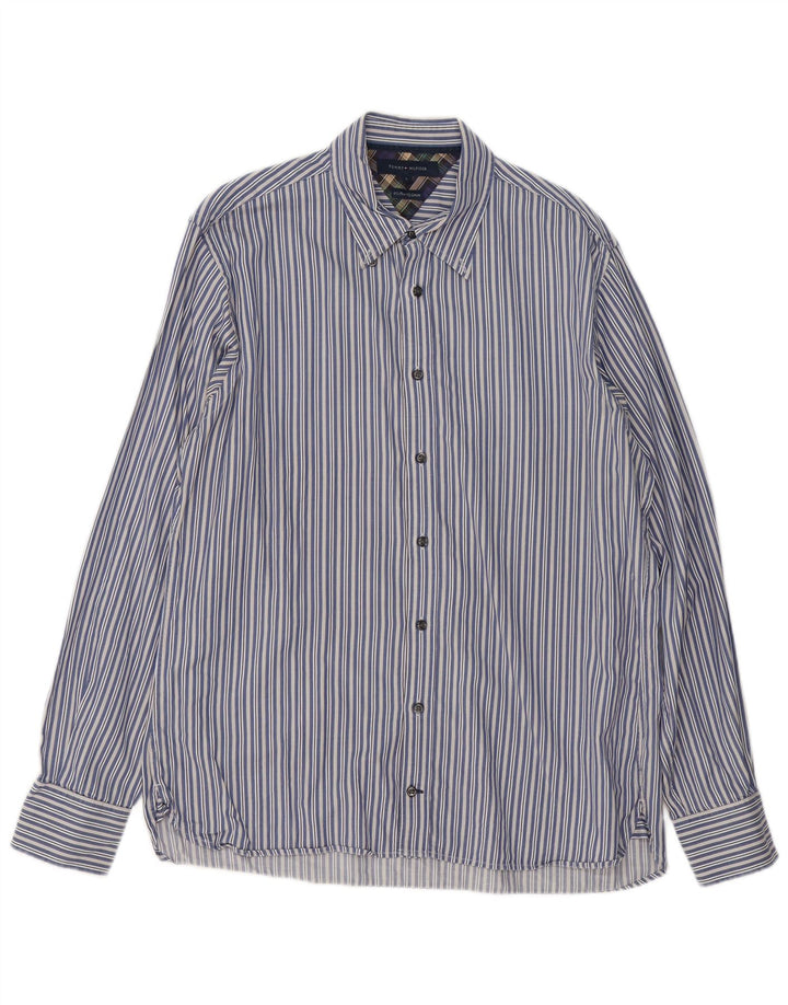 Camicia da uomo Tommy Hilfiger grande cotone a righe blu