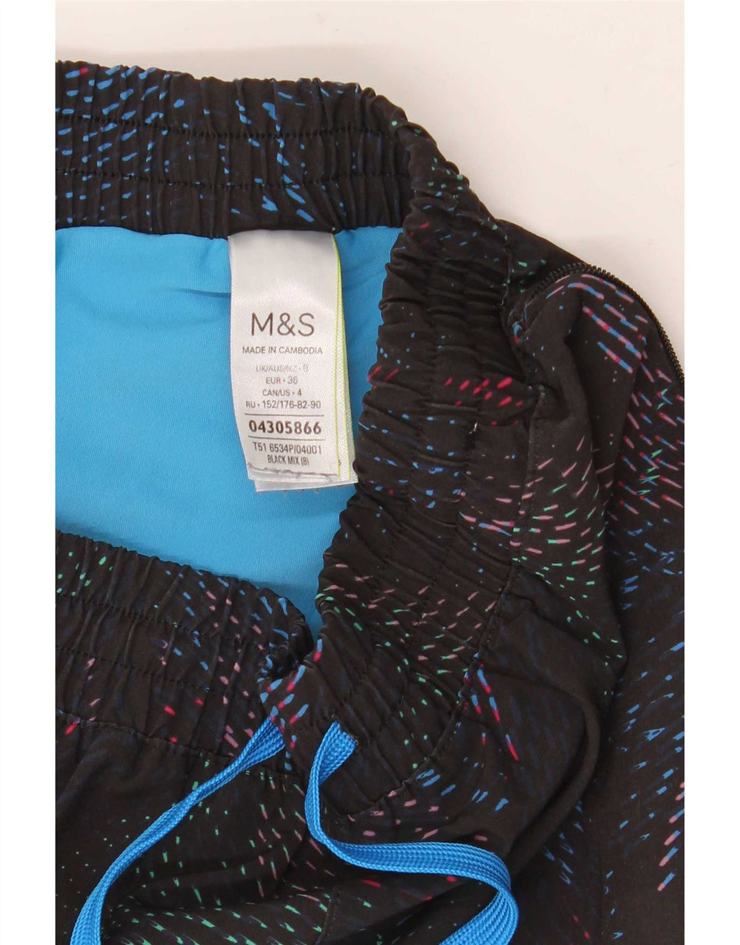 Pantaloncini sportivi da donna Marks & Spencer UK 8 piccoli poliestere maculato nero