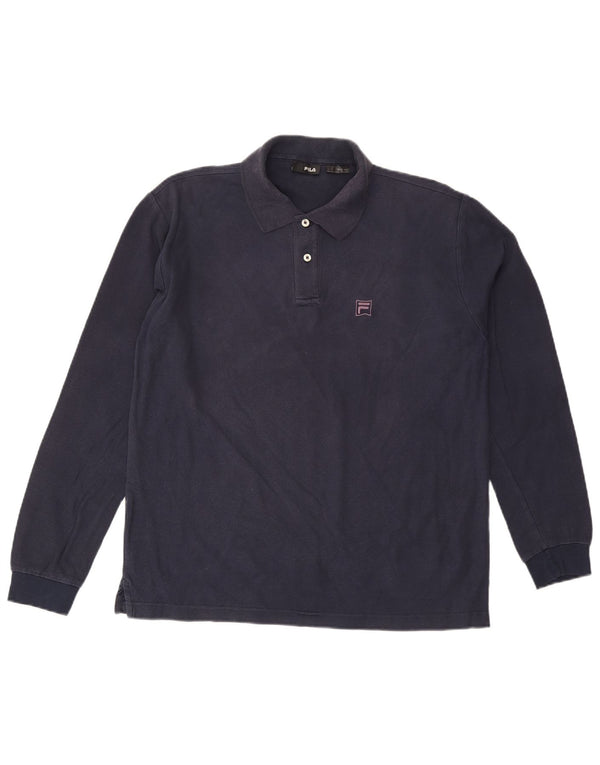 Polo da uomo a maniche lunghe FILA grande blu navy