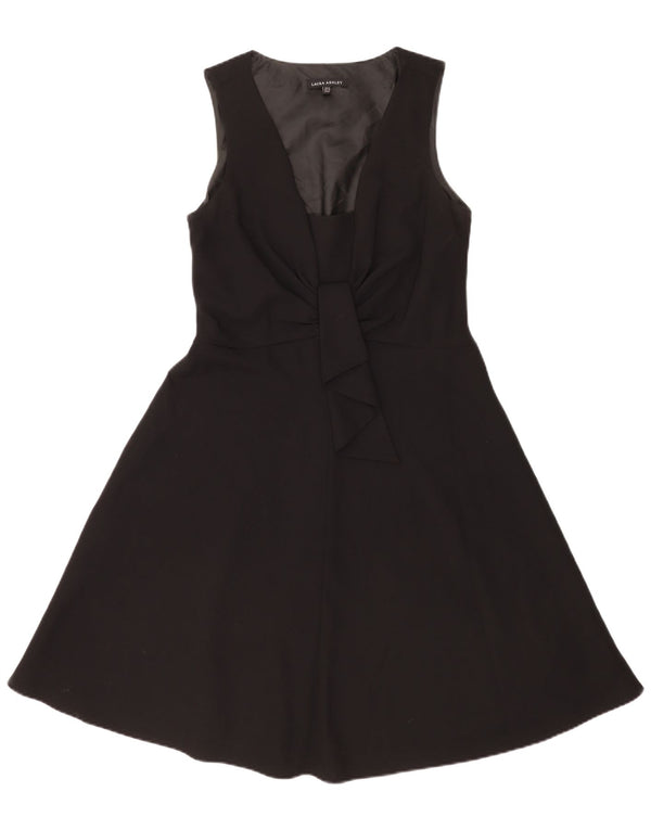 Abito a trapezio senza maniche da donna Laura Ashley UK 12 Poliestere nero medio