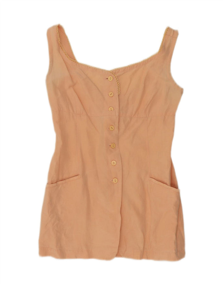 VINTAGE Womens Sleeveless Tunic Top UK 12 Medium Orange Vintage Vintage and Second-Hand Vintage from Messina Hembry 