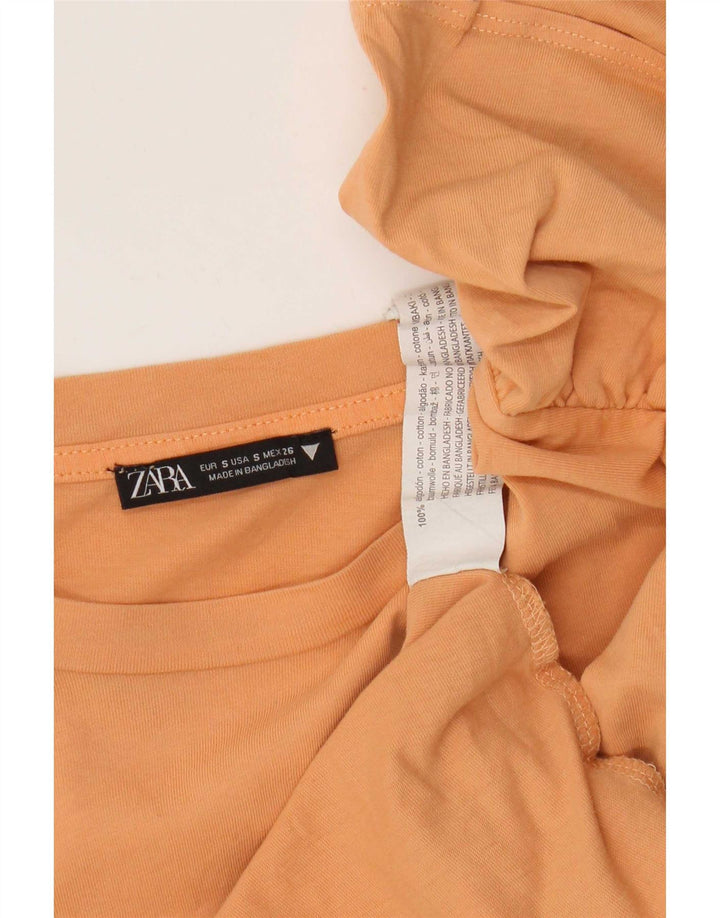 Top Zara da donna in camicetta a pipistrello corta UK 10 piccolo cotone arancione