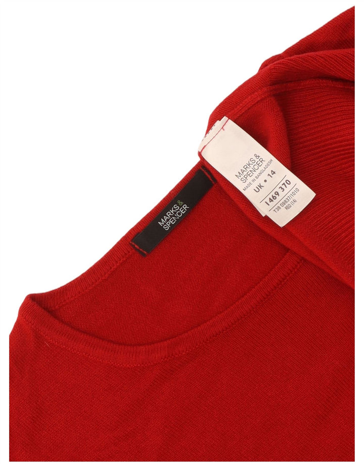Maglione maglione girocollo da donna Marks & Spencer UK 14 Acrilico rosso medio