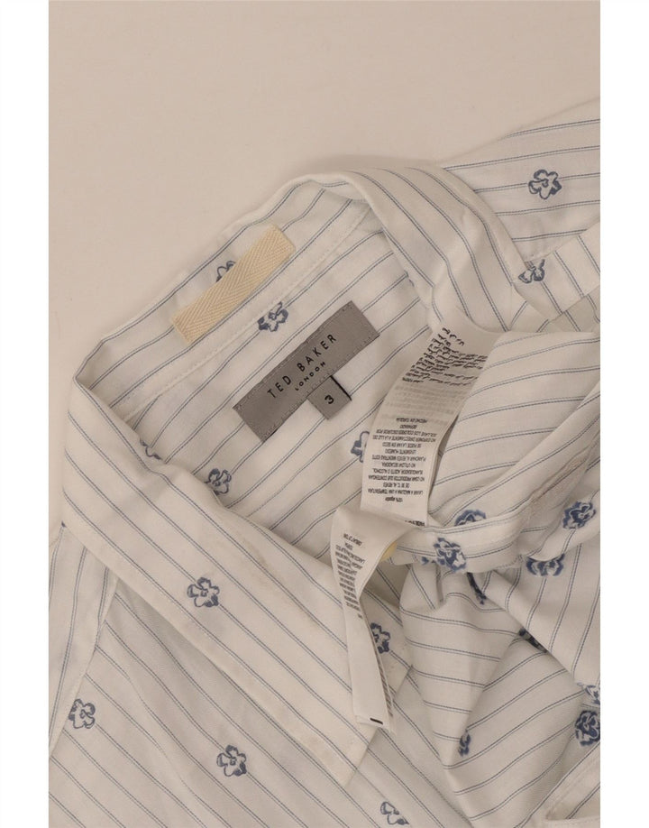 Ted Baker Camicia a maniche corte da uomo taglia 3 cotone a righe bianche medie