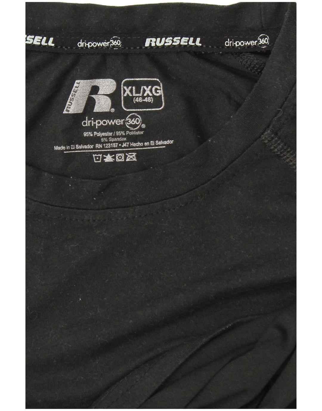 RUSSELL ATHLETIC Maglia Dri-Power da uomo a maniche lunghe XL poliestere nero
