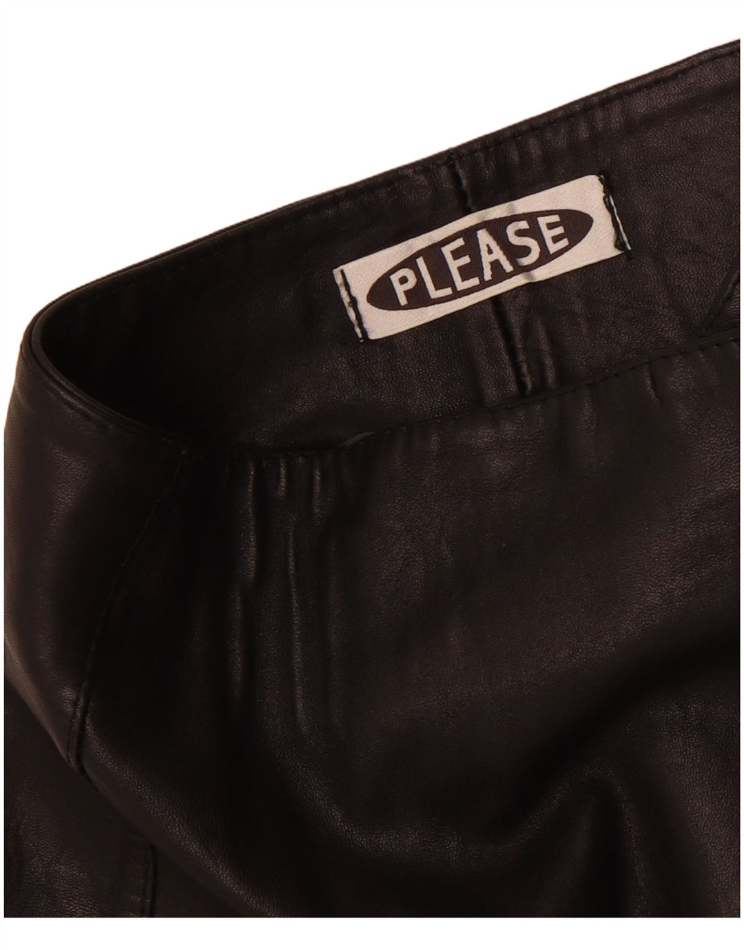 Per favore mini gonna in pelle da donna W28 media nera