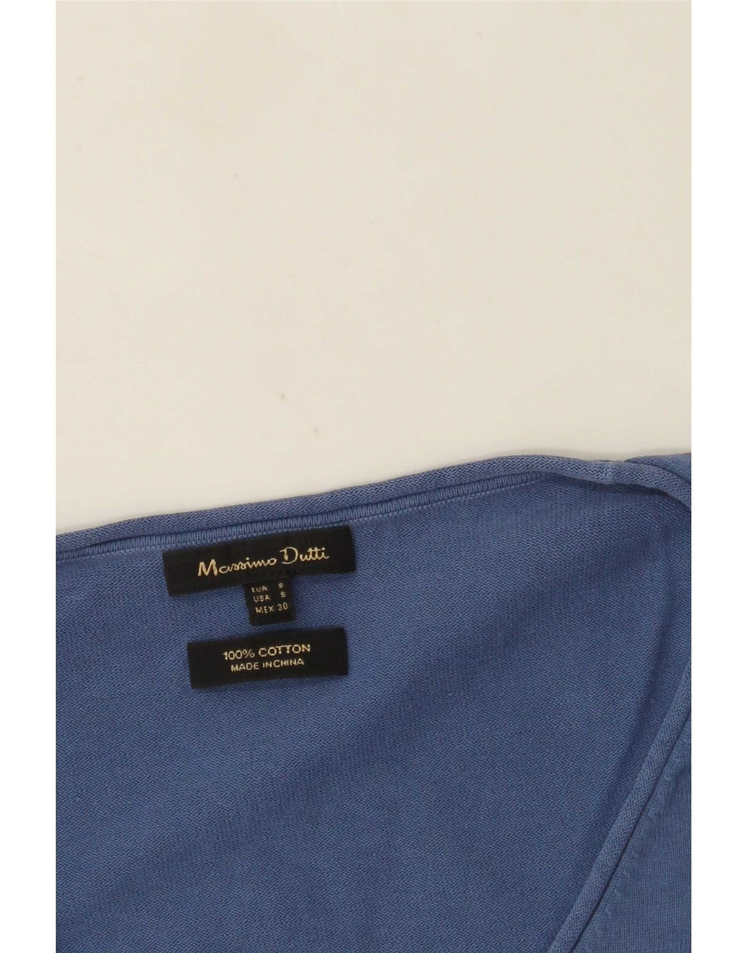 Maglione maglione con scollo a V da donna Massimo Dutti UK 10 piccolo cotone blu